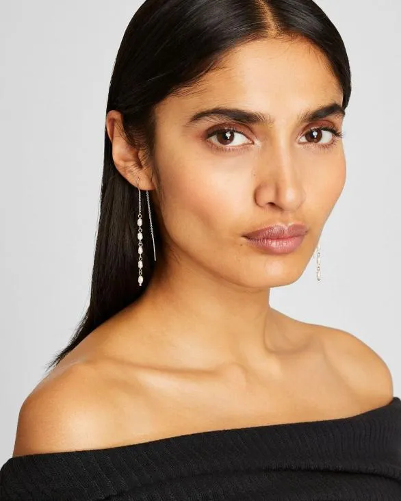 Club Monaco Jewelry Mini Pearl Threader Earrings Gold 8211 Women