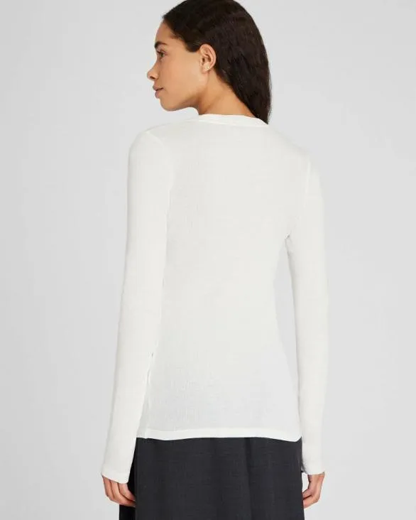 Club Monaco Loungewear Ribbed Cotton LongSleeve Tee White 8211 Women