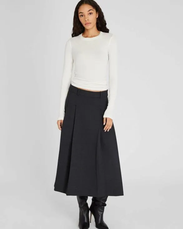 Club Monaco Loungewear Ribbed Cotton LongSleeve Tee White 8211 Women