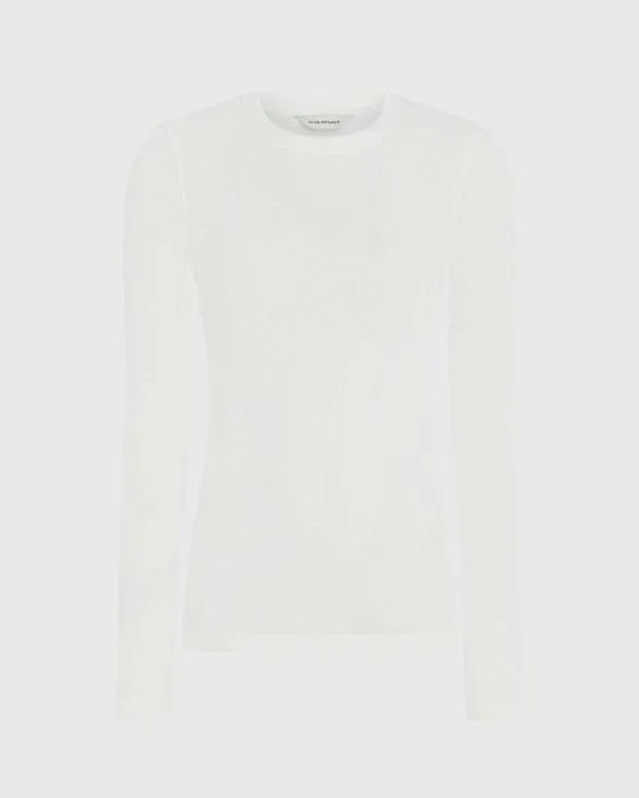 Club Monaco Loungewear Ribbed Cotton LongSleeve Tee White 8211 Women