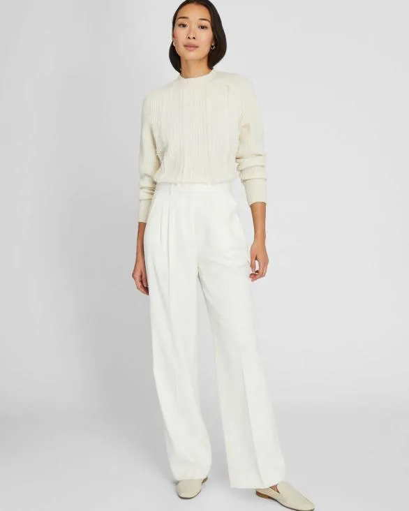 Club Monaco Pants Lightweight Wool Pleated Trouser Off White 8211 Women