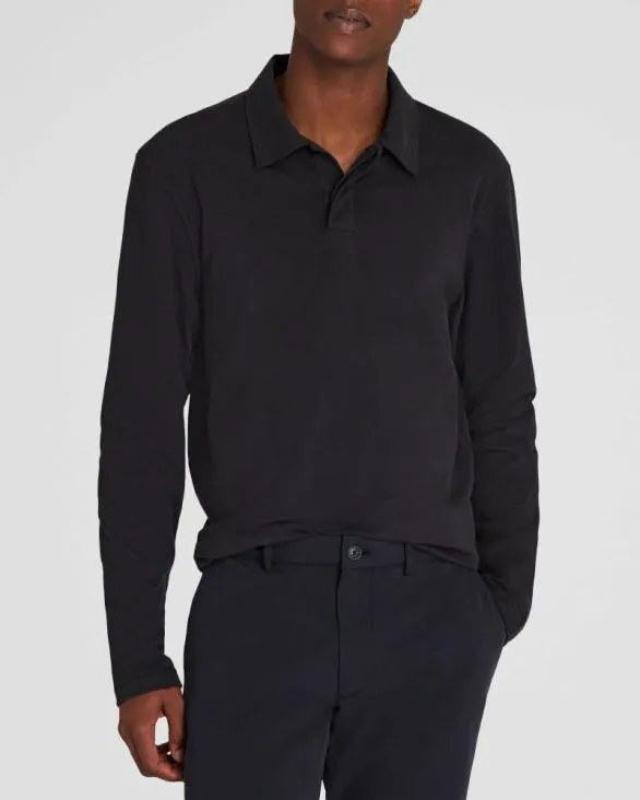 Club Monaco Polos LongSleeve Brushed Cotton Polo Black 8211 Men