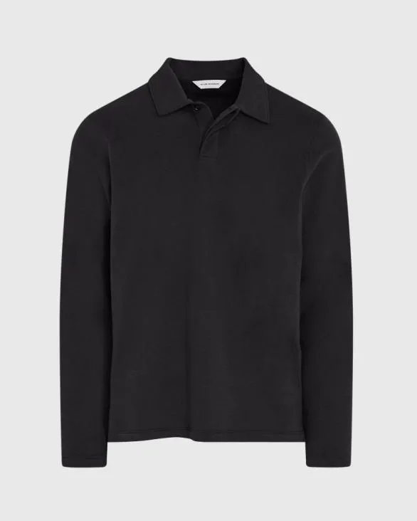 Club Monaco Polos LongSleeve Brushed Cotton Polo Black 8211 Men