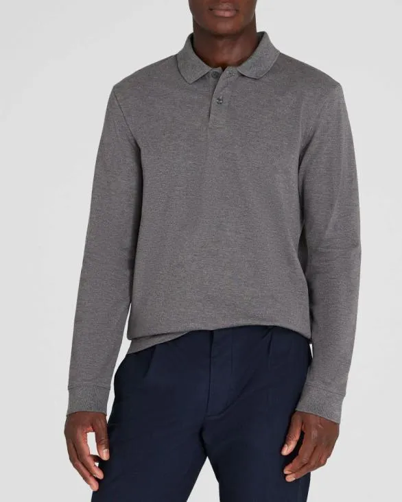 Club Monaco Polos LongSleeve Heathered Piqu Polo Salt And Pepper Melange 8211 Men Club Monaco Polos LongSleeve Heathered Piqu Polo Salt And Pepper Melange 8211 Men