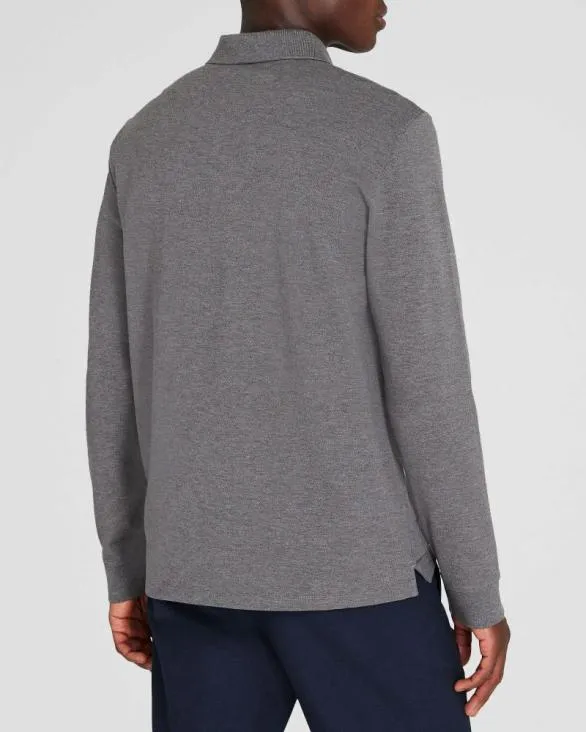 Club Monaco Polos LongSleeve Heathered Piqu Polo Salt And Pepper Melange 8211 Men