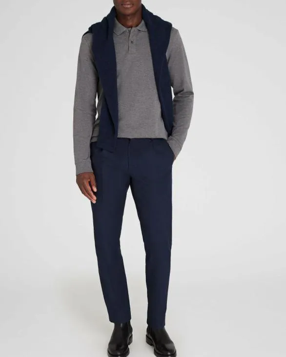 Club Monaco Polos LongSleeve Heathered Piqu Polo Salt And Pepper Melange 8211 Men