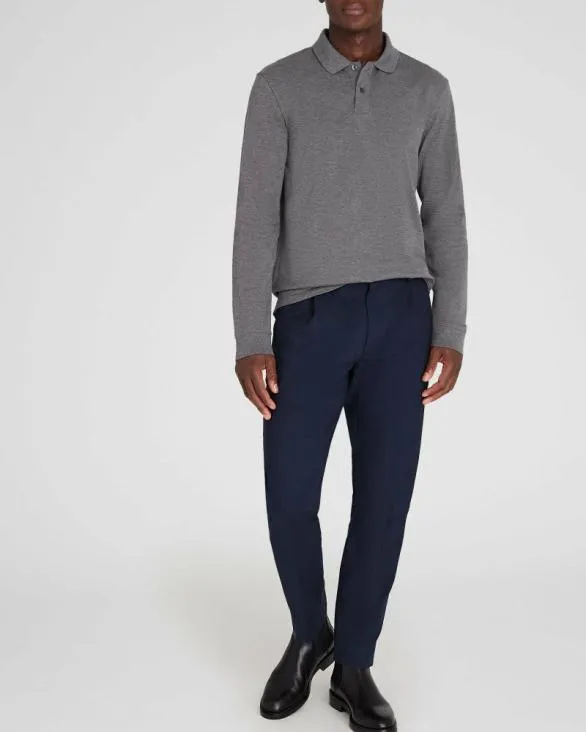 Club Monaco Polos LongSleeve Heathered Piqu Polo Salt And Pepper Melange 8211 Men