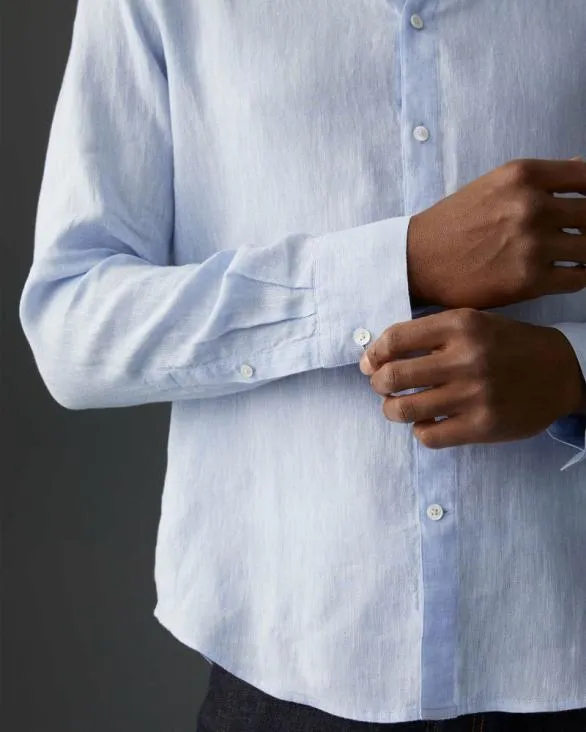 Club Monaco Shirts Carlo Bassetti Italian Linen Shirt Blue 8211 Men