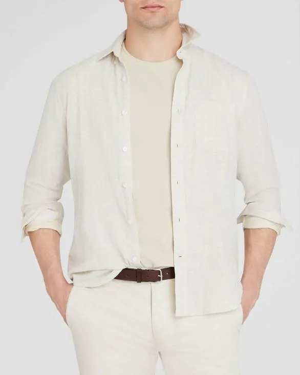 Club Monaco Shirts Lightweight Doubleface LongSleeve Shirt Ivory Mix 8211 Men