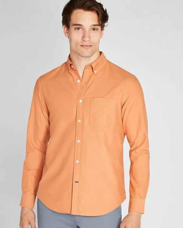Club Monaco Shirts LongSleeve Solid Oxford Shirt Burnt Orange 8211 Men