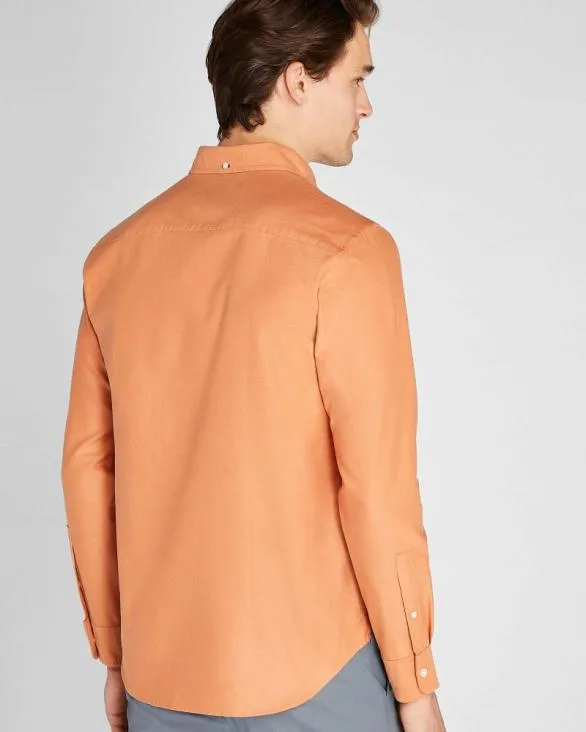 Club Monaco Shirts LongSleeve Solid Oxford Shirt Burnt Orange 8211 Men