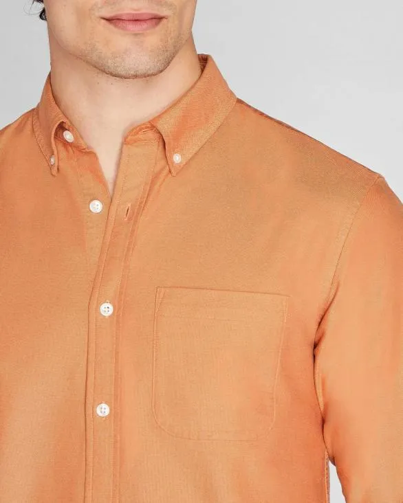 Club Monaco Shirts LongSleeve Solid Oxford Shirt Burnt Orange 8211 Men