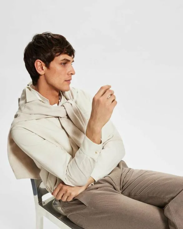 Club Monaco Shirts LongSleeve Standard Texture Shirt Pale Grey 8211 Men