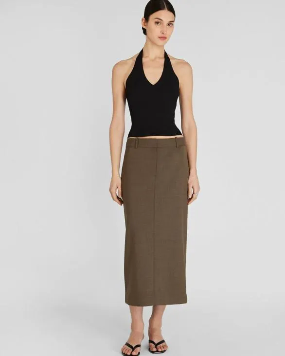 Club Monaco Skirts Borrem Column Maxi Skirt Medium Olive 8211 Women