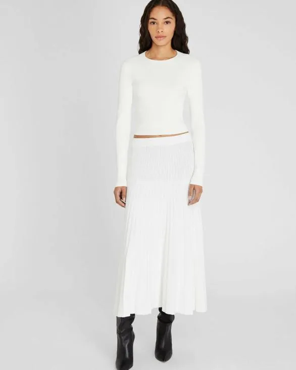 Club Monaco Skirts Sunburst Pleat Ribbed Knit Midi Skirt Soft Pearl 8211 Women Club Monaco Skirts Sunburst Pleat Ribbed Knit Midi Skirt Soft Pearl 8211 Women