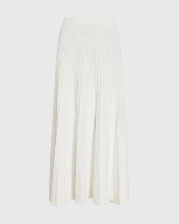 Club Monaco Skirts Sunburst Pleat Ribbed Knit Midi Skirt Soft Pearl 8211 Women
