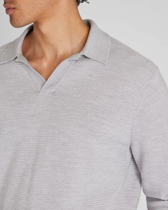 Club Monaco Sweaters LongSleeve Refined Textured Polo Light Grey Mix 8211 Men