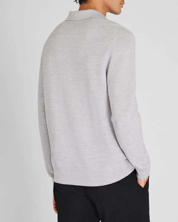 Club Monaco Sweaters LongSleeve Refined Textured Polo Light Grey Mix 8211 Men