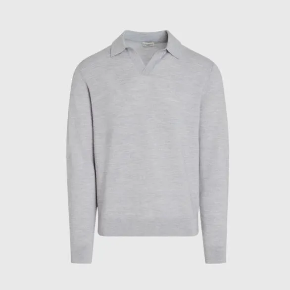 Club Monaco Sweaters LongSleeve Refined Textured Polo Light Grey Mix 8211 Men