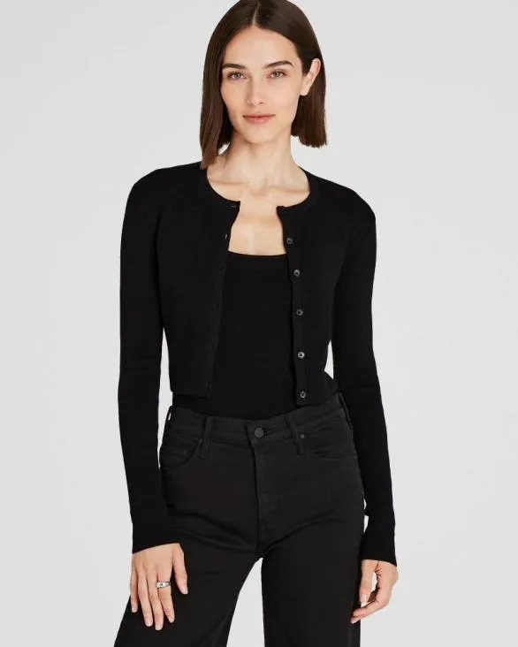 Club Monaco Sweaters Merino Rib Cropped Cardigan Black 8211 Women