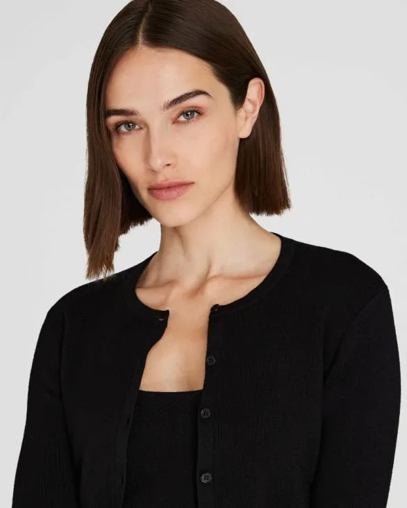 Club Monaco Sweaters Merino Rib Cropped Cardigan Black 8211 Women