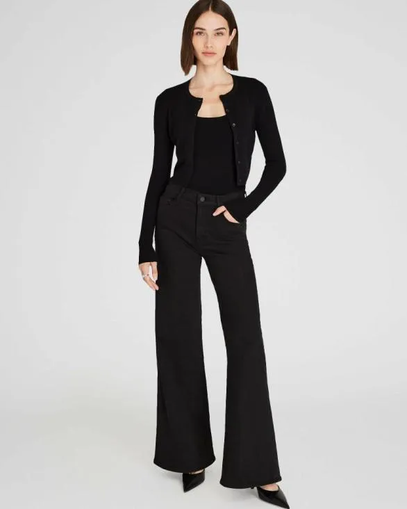 Club Monaco Sweaters Merino Rib Cropped Cardigan Black 8211 Women