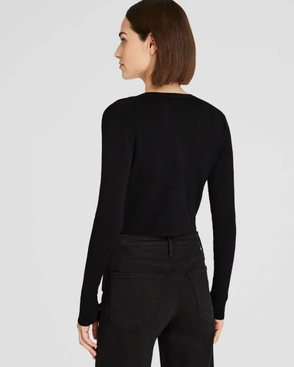 Club Monaco Sweaters Merino Rib Cropped Cardigan Black 8211 Women