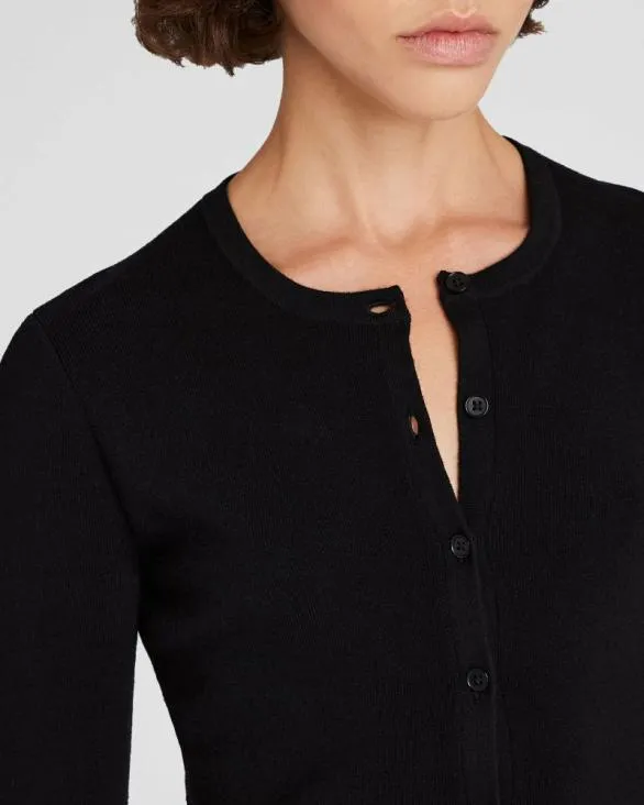Club Monaco Sweaters Merino Rib Cropped Cardigan Black 8211 Women