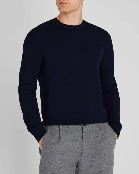 Club Monaco Sweaters Wool LongSleeve Stitch Crew Navy 8211 Men