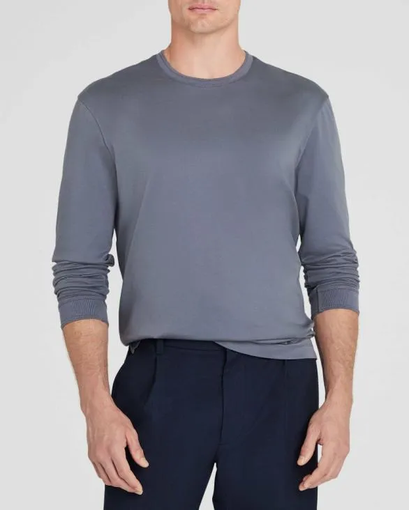 Club Monaco Tees LongSleeve Refined Crew Tee Slate Blue 8211 Men
