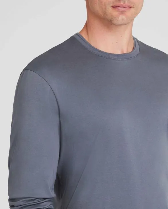 Club Monaco Tees LongSleeve Refined Crew Tee Slate Blue 8211 Men