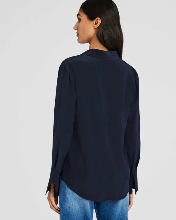 Club Monaco Tops Helek Silk Shirt Navy 8211 Women