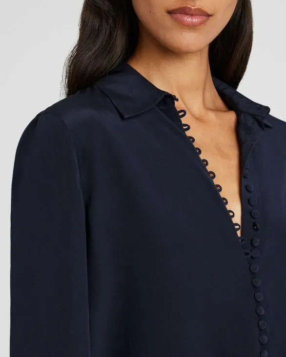 Club Monaco Tops Helek Silk Shirt Navy 8211 Women
