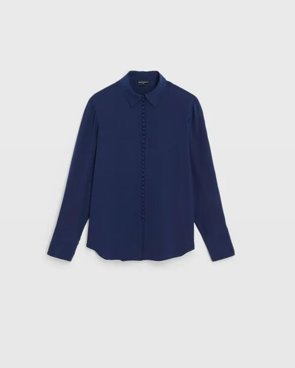 Club Monaco Tops Helek Silk Shirt Navy 8211 Women
