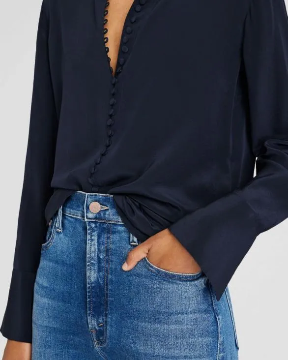 Club Monaco Tops Helek Silk Shirt Navy 8211 Women