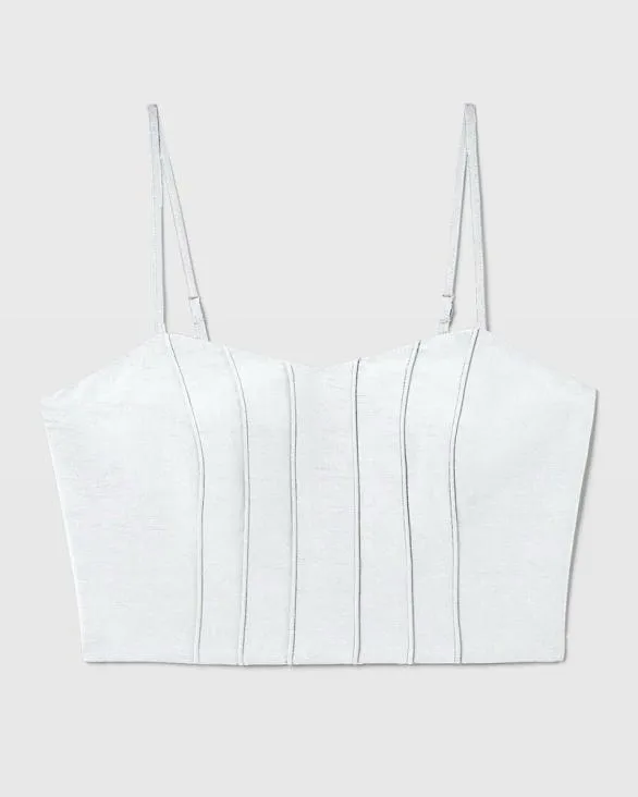 Club Monaco Tops Pintuck Bandeau Top White Grand Stripe 8211 Women