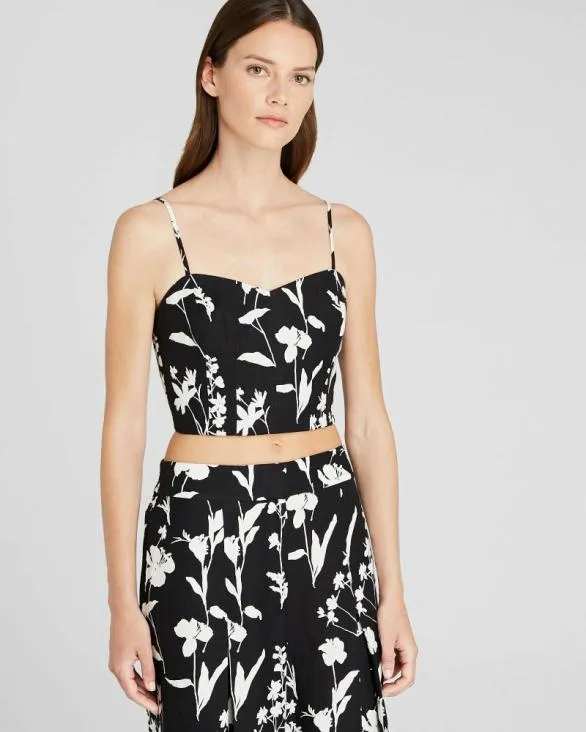Club Monaco Tops Printed Smocked Bandeau Top Black Base 8211 Women