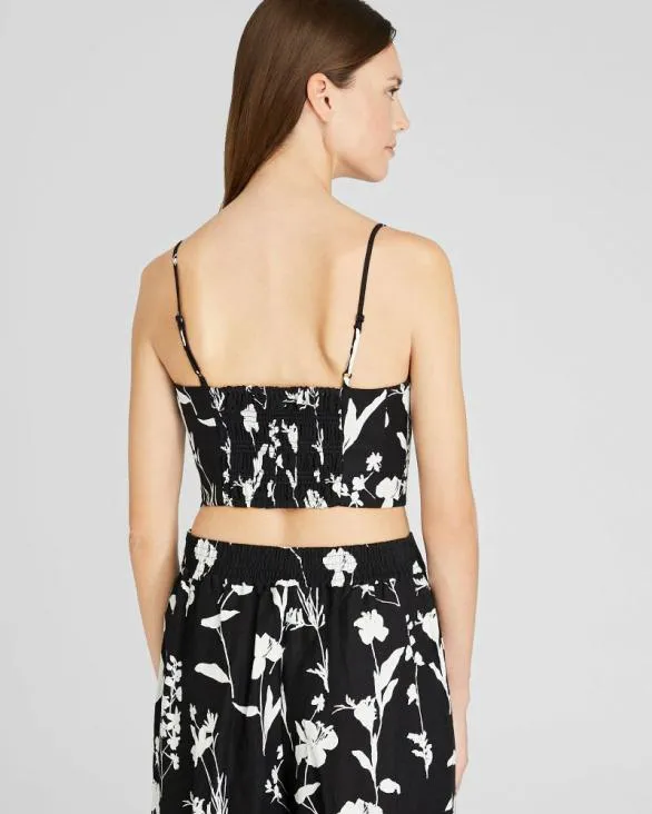 Club Monaco Tops Printed Smocked Bandeau Top Black Base 8211 Women