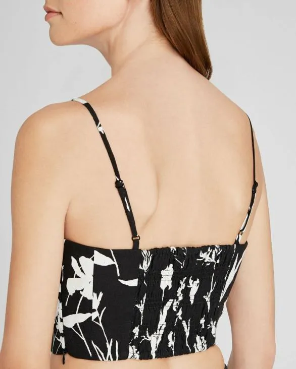 Club Monaco Tops Printed Smocked Bandeau Top Black Base 8211 Women