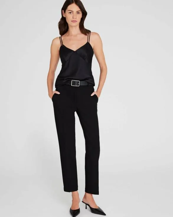Club Monaco Tops Silk Charmeuse DoubleNeckline Cami Black 8211 Women