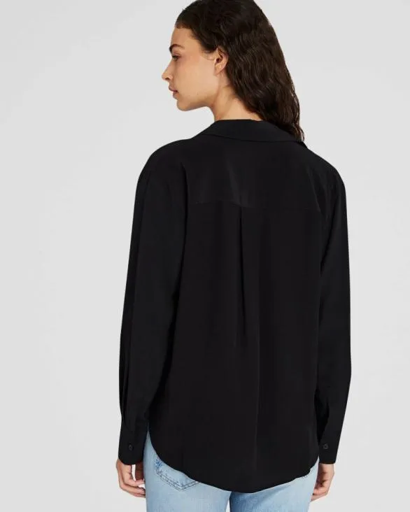 Club Monaco Tops Silk Utility Shirt Black 8211 Women