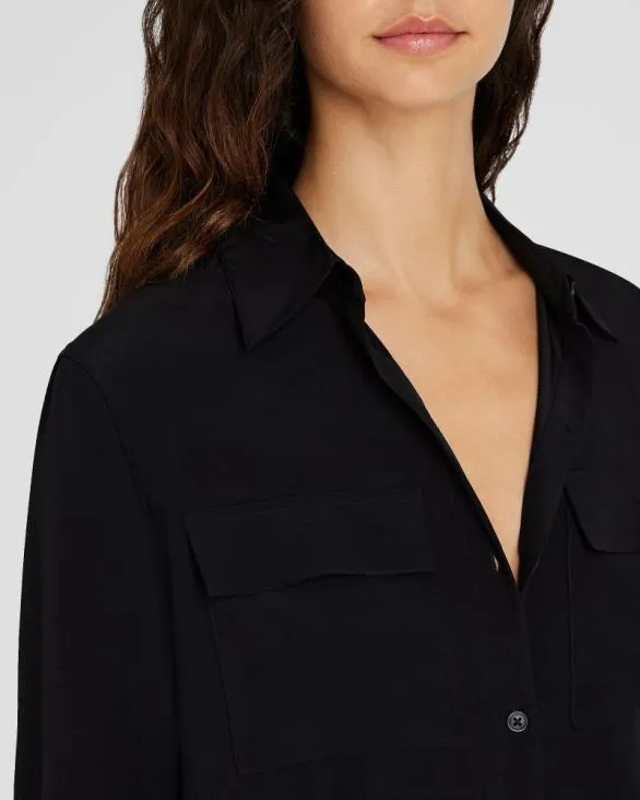 Club Monaco Tops Silk Utility Shirt Black 8211 Women