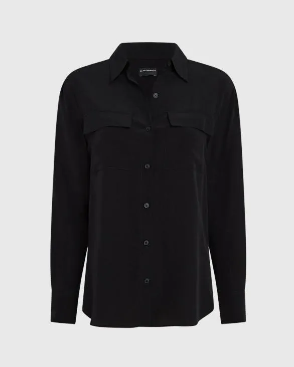 Club Monaco Tops Silk Utility Shirt Black 8211 Women