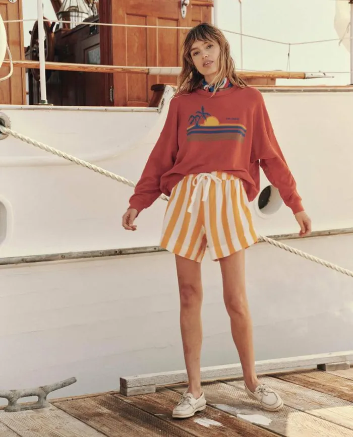 CollectionTees and Sweats The Great The Teammate Sweatshirt Burnt Red With Sunset Graphic
