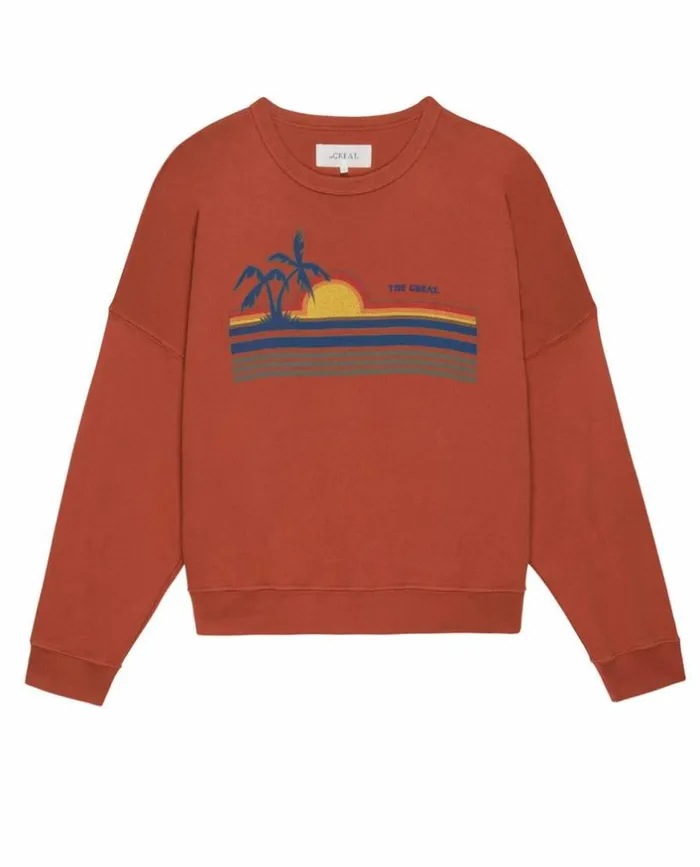 CollectionTees and Sweats The Great The Teammate Sweatshirt Burnt Red With Sunset Graphic