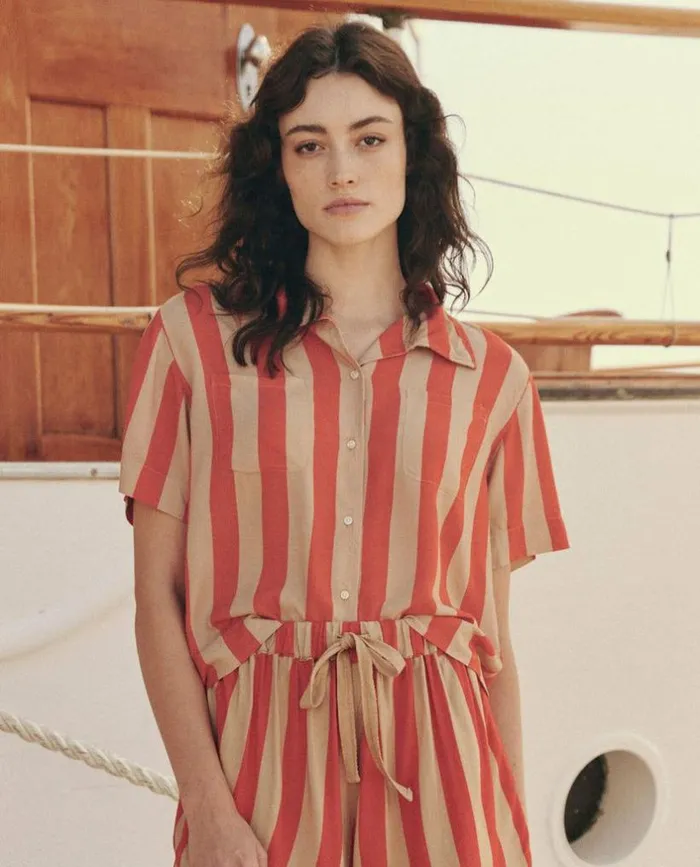 Collection The Great The Bowling Shirt Sunset Stripe