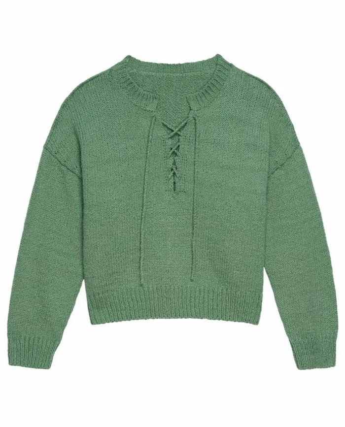 Collection The Great The Lace Up Pullover Dried Basil