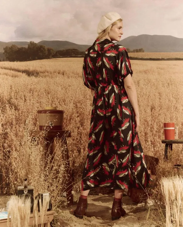 Collection The Great The Raven Dress Navy Birds Of Paradise Print