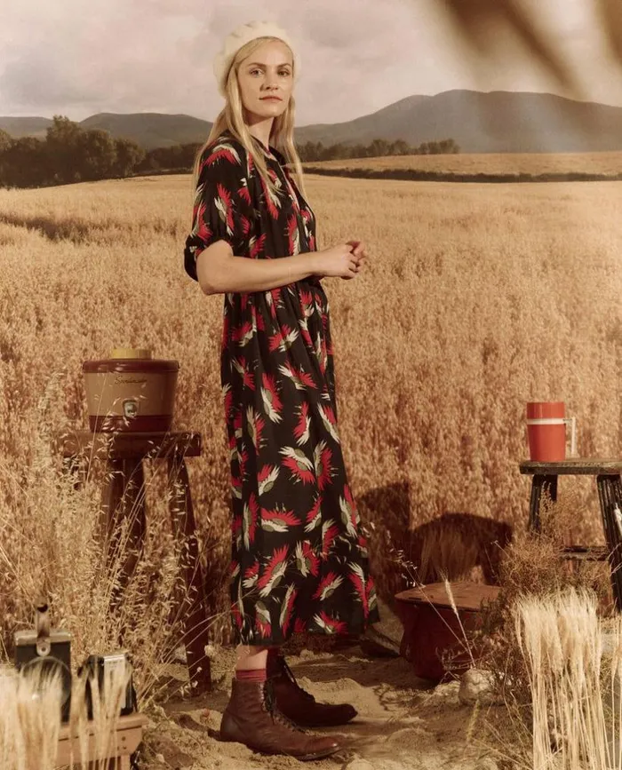 Collection The Great The Raven Dress Navy Birds Of Paradise Print