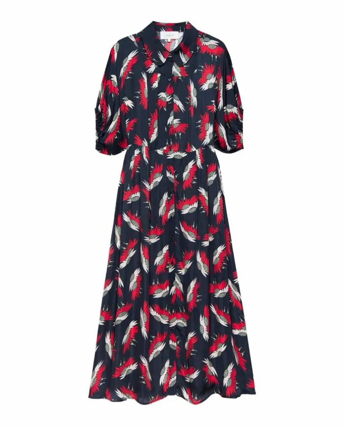 Collection The Great The Raven Dress Navy Birds Of Paradise Print